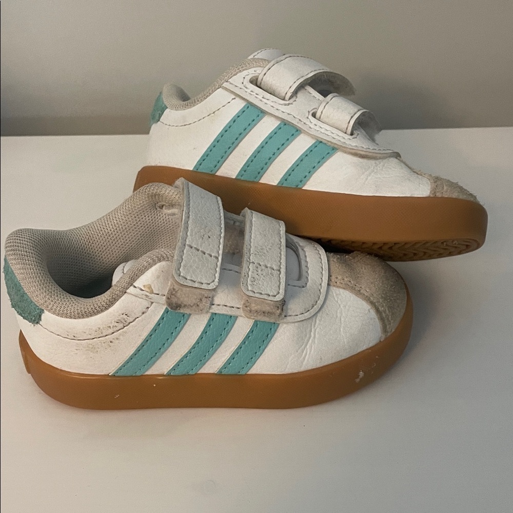adidas Kids White and Teal Sneakers